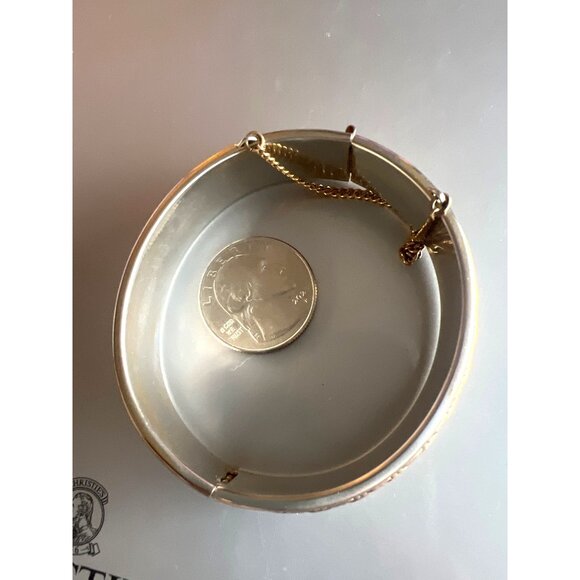 Vintage Napier Gold Tone Basket Weave Texture Bangle Bracelet Safety Chain Work - Picture 7 of 11